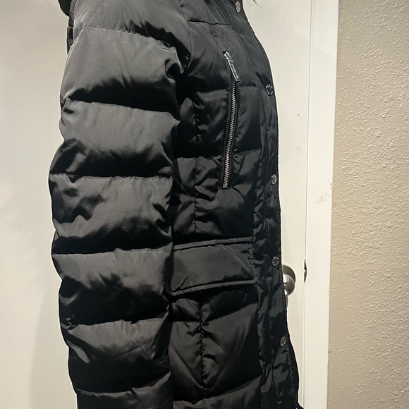 MICHAEL Michael Kors Black Puffer Jacket Mid-Length Belted - Picture 7 of 16
